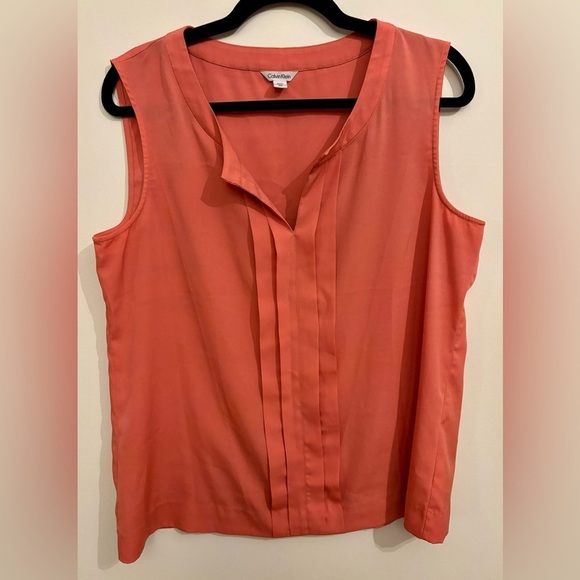 2/$15 - Calvin Klein Sleeveless Coral Blouse (Size L) - Picture 2 of 7